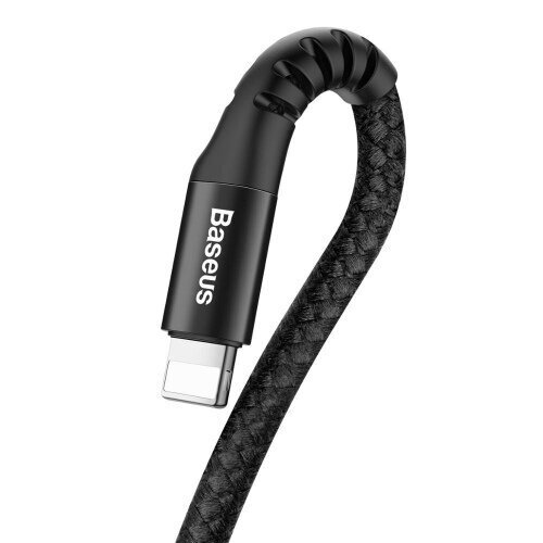 Baseus Fish Eye Spring Data Cable with Nylon Wire USB / Lightning 1M 2A black (CALSR-01) cena un informācija | Savienotājkabeļi | 220.lv