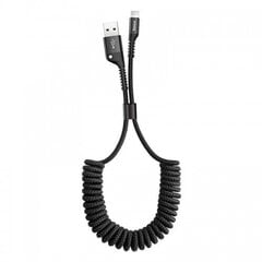 Baseus Fish Eye Spring Data Cable with Nylon Wire USB / Lightning 1M 2A black (CALSR-01) цена и информация | Кабели для телефонов | 220.lv