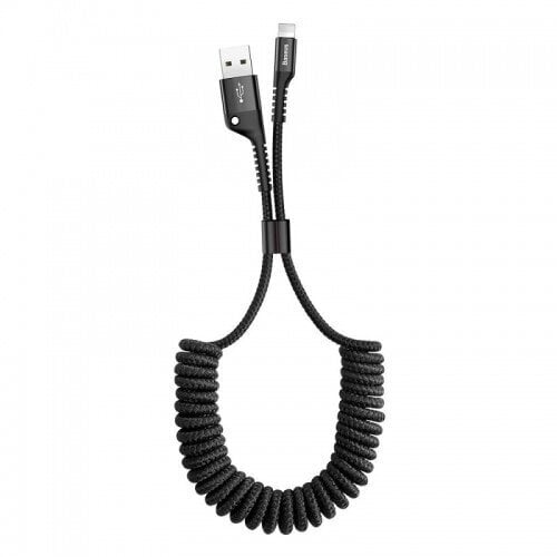 Baseus Fish Eye Spring Data Cable with Nylon Wire USB / Lightning 1M 2A black (CALSR-01) цена и информация | Savienotājkabeļi | 220.lv