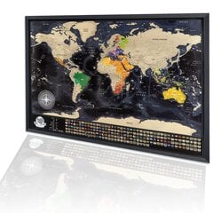 Скретч-карта мира с деревянной рамкой, 73х3х53 см цена и информация | Карты мира | 220.lv