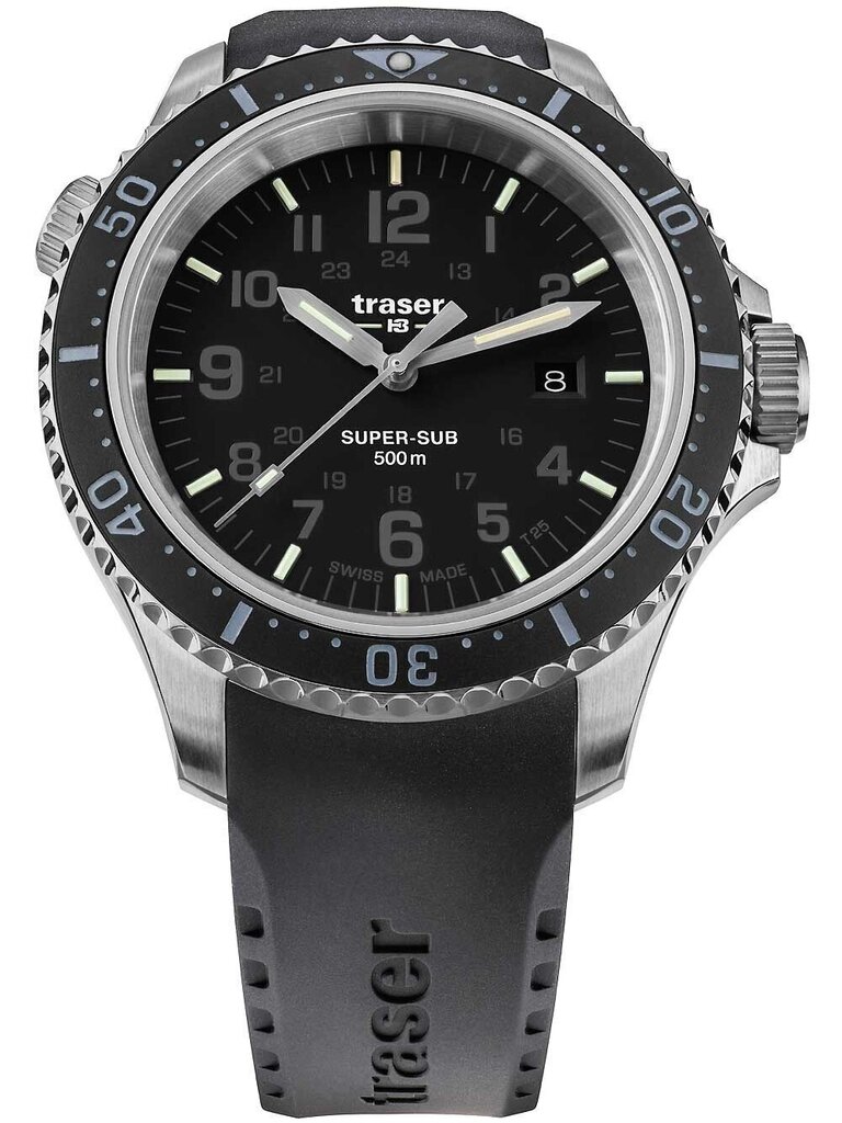 Vīriešu pulkstenis Traser P67 SuperSub Black cena un informācija | Vīriešu pulksteņi | 220.lv
