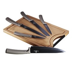 Набор ножей BerlingerHaus с бамбуковой разделочной доской Metallic Line, 6 частей цена и информация | Ножи и аксессуары для них | 220.lv