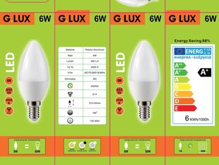 LED spuldzes G.LUX GR-LED-C37-6W 4000K, 10 gab.. Iepakojums цена и информация | Лампочки | 220.lv