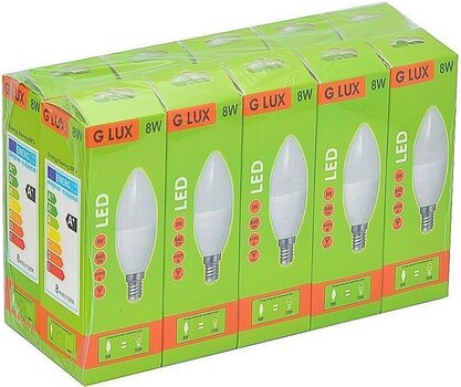LED spuldzes G.LUX GR-LED-C37-8W 4000K, 10 gab.. Iepakojums cena un informācija | Spuldzes | 220.lv