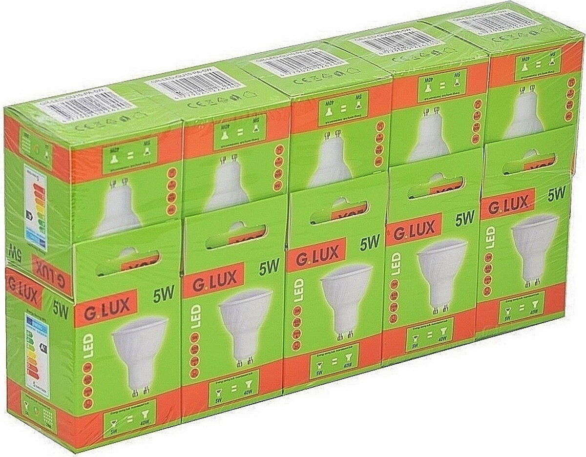 LED spuldzes G.LUX GR-LED-GU10-PA-5W 3000K, 10 gab.. Iepakojums цена и информация | Spuldzes | 220.lv