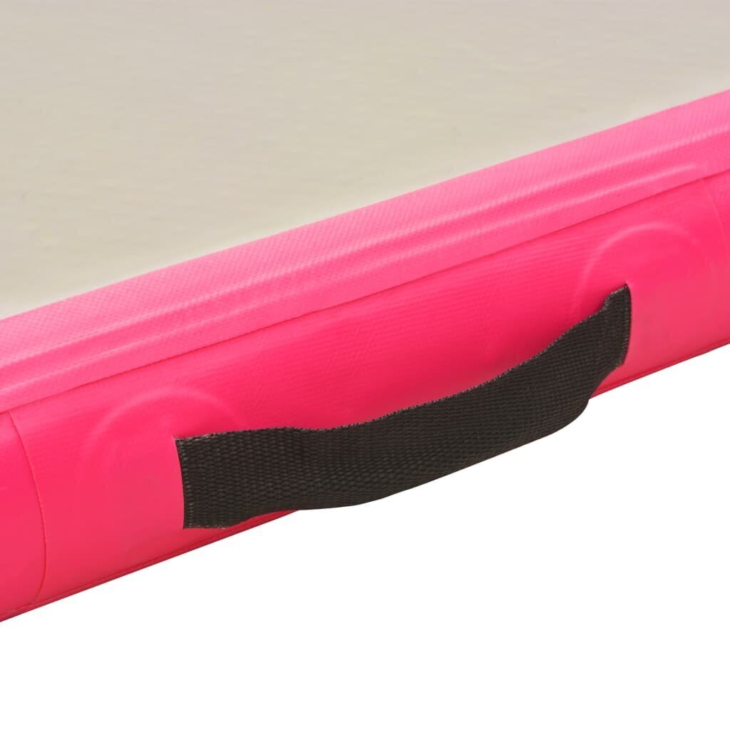 Piepūšamais vingrošanas paklājiņš ar sūkni, rozā krāsas, 500x100x10cm, pvc cena un informācija | Vingrošanas paklāji | 220.lv