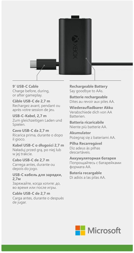 Xbox Series X/S Rechargeable Battery + USB-C Cable Official цена и информация | Gaming aksesuāri | 220.lv