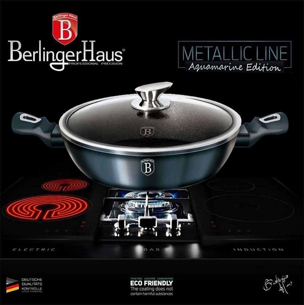 Berlingerhaus katls ar vāku Metallic Line Aquamarine Edition, 28 cm cena un informācija | Katli, tvaika katli | 220.lv