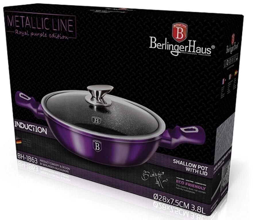 Berlinger Haus katls ar vāku Metallic Line Purple Eclipse Collection, 28 cm cena un informācija | Katli, tvaika katli | 220.lv