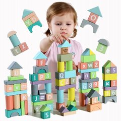 Деревянные блоки 90 шт. Tooky Toy цена и информация | Конструкторы и кубики | 220.lv