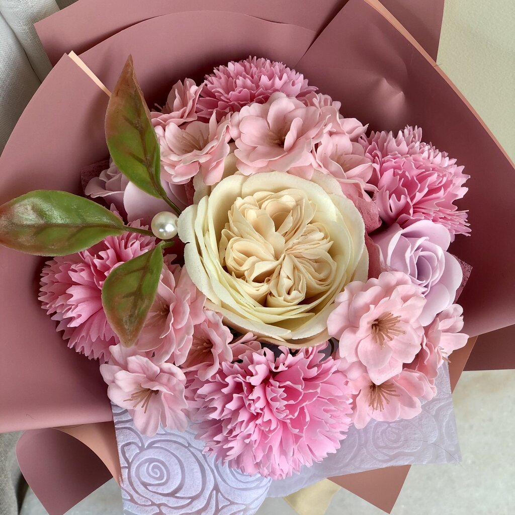 Ziepju ziedu pušķis, rozā 29cm x 17cm cena un informācija | Ziepes | 220.lv