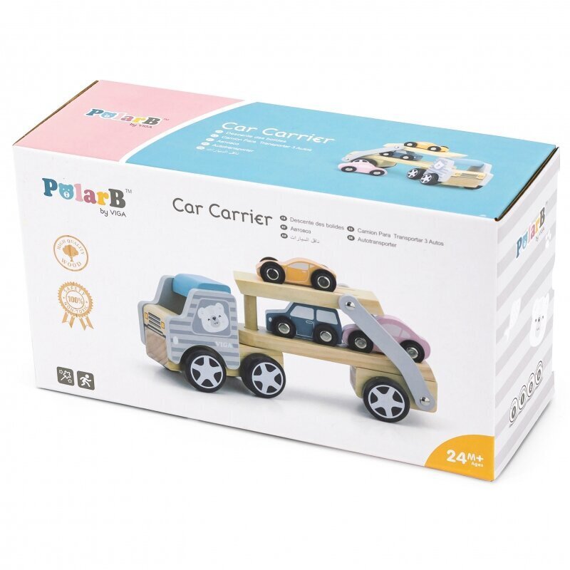 VIGA koka velkonis “PolarB” ar automašīnām cena un informācija | Rotaļlietas zīdaiņiem | 220.lv