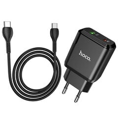 Lādētājs Hoco N5 USB USB Quick Charge 3.0 + PD 20W (3.1A) + Type-C-Type-C melns cena un informācija | Lādētāji un adapteri | 220.lv