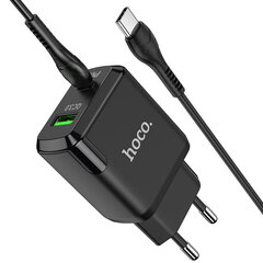 Lādētājs Hoco N5 USB USB Quick Charge 3.0 + PD 20W (3.1A) + Type-C-Type-C melns cena un informācija | Lādētāji un adapteri | 220.lv