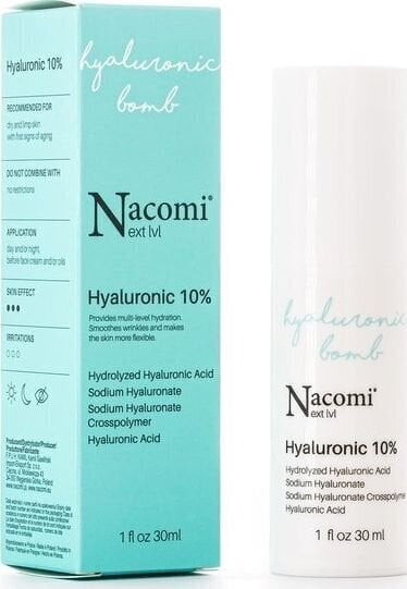 Sejas serums Nacomi Next Level Hyaluronic 10% cena un informācija | Serumi sejai, eļļas | 220.lv