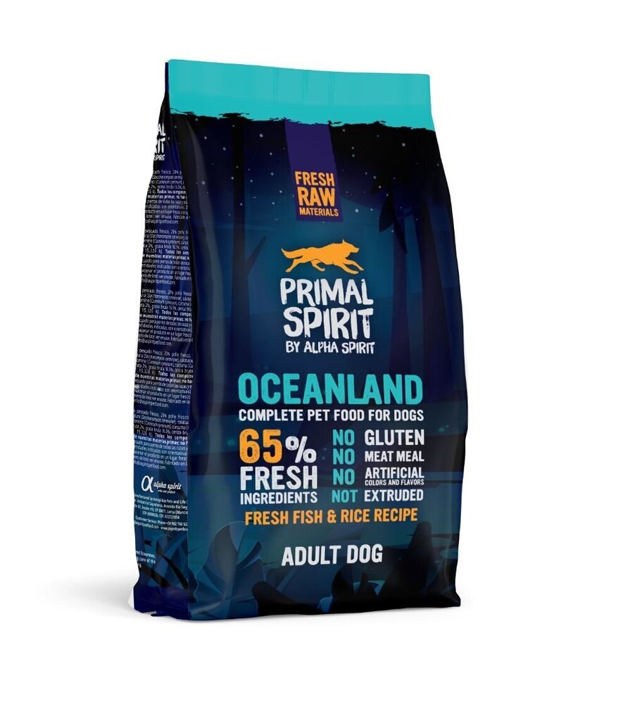 Primal Spirit mitra barība pieaugušiem suņiem Oceanland 1kg цена и информация | Sausā barība suņiem | 220.lv