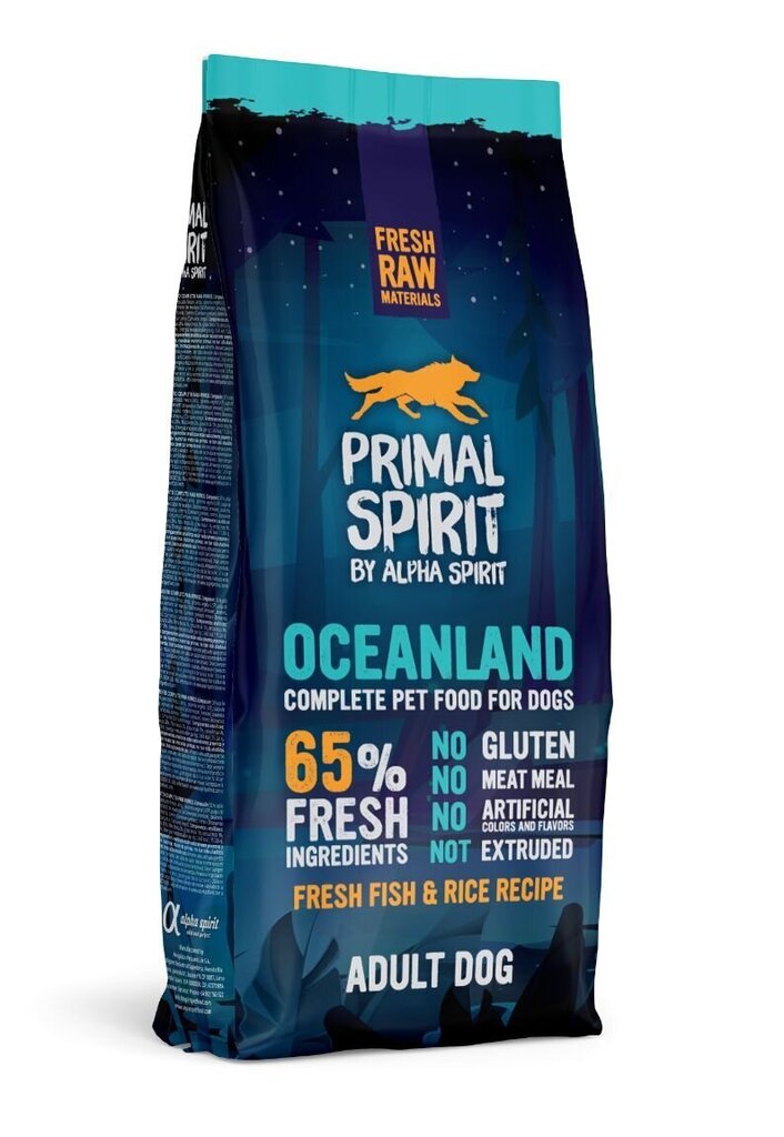 Primal Spirit mitra barība pieaugušiem suņiem Oceanland 12kg цена и информация | Sausā barība suņiem | 220.lv