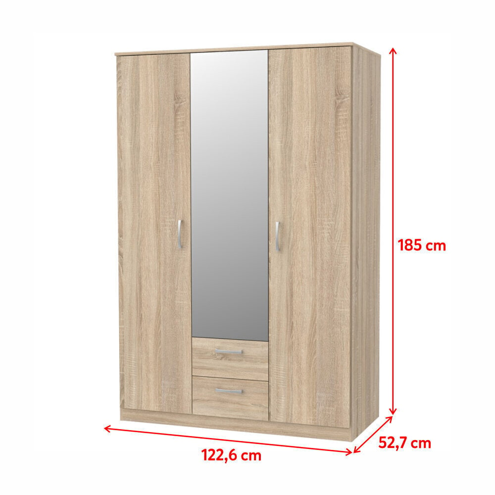 Skapis ar spoguli Selsey Niko, 122.6 cm, ozola krāsas цена и информация | Skapji | 220.lv