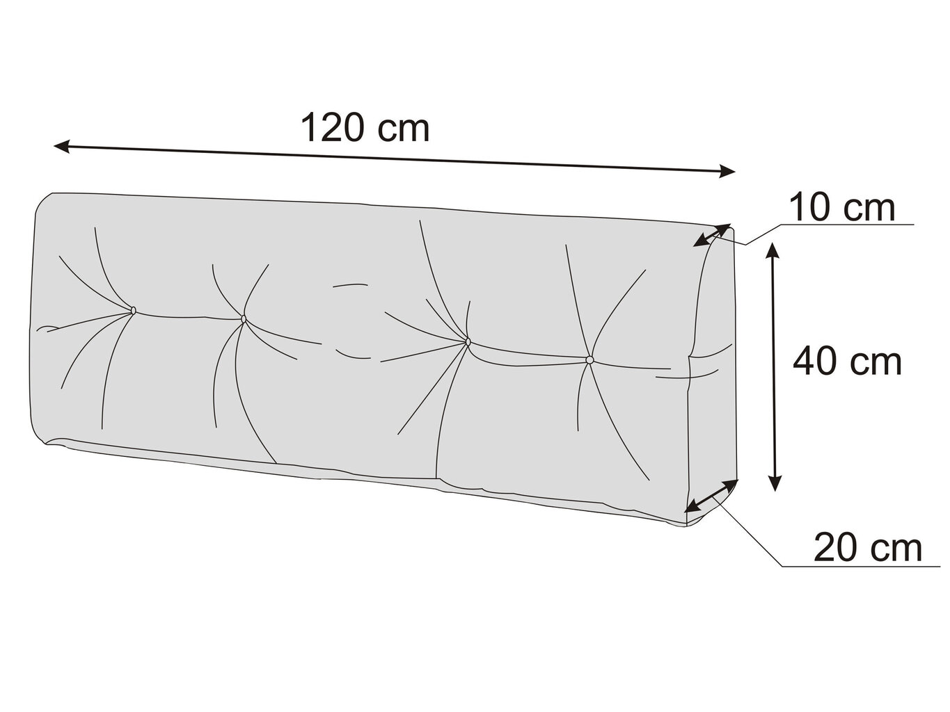 Atzveltnes spilvens paletei Hobbygarden Leo 120x40cm, pelēks/balts cena un informācija | Krēslu paliktņi | 220.lv