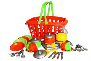Набор игрушечной посуды с корзиной цена и информация | Игрушки для девочек | 220.lv