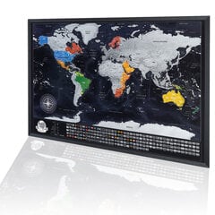 Скретч карта мира с деревянной рамкой, 86х2х60 см цена и информация | Карты мира | 220.lv
