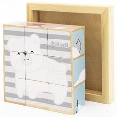 Koka bloki - puzle, 6 kartītes ar dzīvniekiem PolarB cena un informācija | Rotaļlietas zīdaiņiem | 220.lv