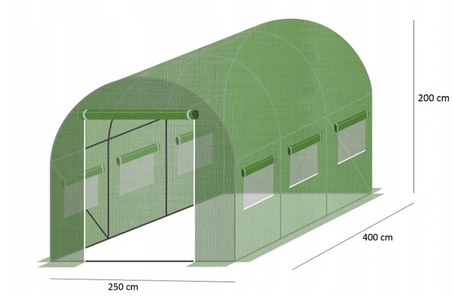 Tuneļa siltumnīca 3 segmentu, 4x2,5x2 m, balta цена и информация | Siltumnīcas | 220.lv