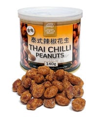 Zemes rieksti ar Thai Čili, Thai Chilli Peanuts, Golden Turtle Brand, 140 g cena un informācija | Rieksti, sēklas, žāvēti augļi | 220.lv
