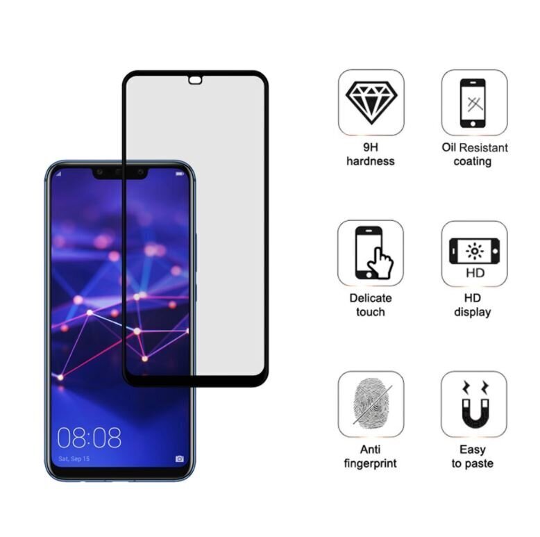 Aizsargstikls Tellur paredzēts Huawei Mate 20 Lite, melns cena un informācija | Ekrāna aizsargstikli | 220.lv