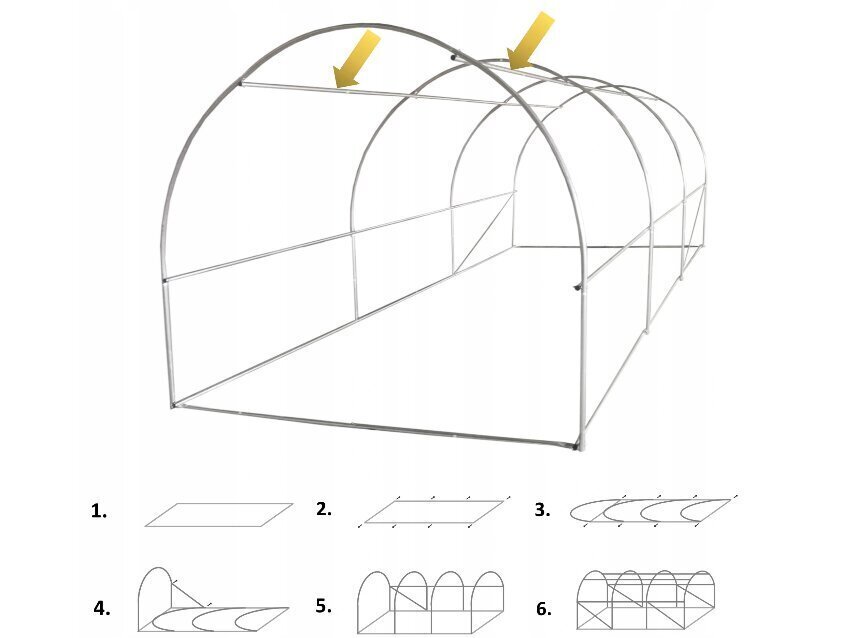 Tuneļa siltumnīca 3 segmentu, 4x2,5x2 m, zaļa cena un informācija | Siltumnīcas | 220.lv
