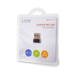 Bezvadu WI-FI Adapteris Savio CL-43 (USB 2.0, Wireless, 150Mbps, IEEE 802.11b/g/n) цена и информация | Адаптеры и USB разветвители | 220.lv