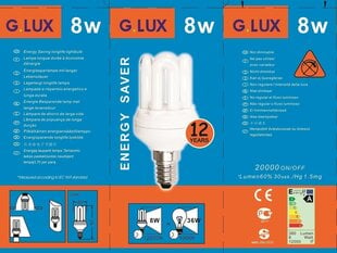 Enerģijas taupīšanas spuldze 8W Iepakojums 10 gab. G.LUX DTD 8W E14 Iepakojums cena un informācija | Spuldzes | 220.lv