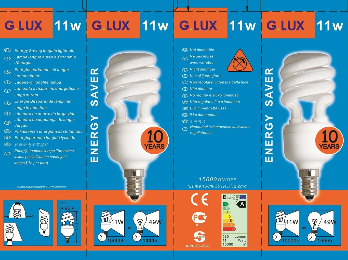 Enerģijas taupīšanas spuldze 11W Iepakojums 10 gab. G.LUX DLL 11W E14 Iepakojums цена и информация | Spuldzes | 220.lv