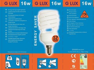 Энергосберегающая лампочка 16W упаковка 10шт G.LUX DTL 16W E14 цена и информация | Лампочки | 220.lv