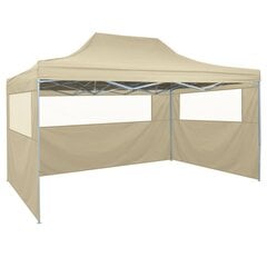 Складная палатка с 4-мя боковыми стенками, 3x4,5м, кремово-белая цена и информация | Беседки, навесы, тенты | 220.lv