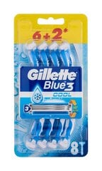 Vienreizējās lietošanas skuvekļi Gillette Blue 3 Cool, 8 gab. cena un informācija | Skūšanās piederumi, kosmētika | 220.lv