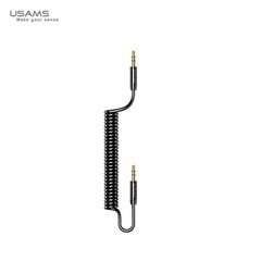 Usams US-SJ256 Премиум качества Кабель-спираль Aux гнезда 3.5mm папа на 3.5mm папа 1.2м Черный цена и информация | Кабели и провода | 220.lv