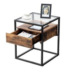Кофейный столик Songmics, 43x43 см, коричневый/черный цена и информация | Прикроватные тумбочки | 220.lv