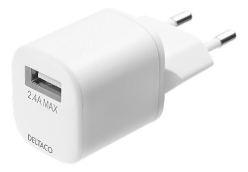 Deltaco USB-AC181, USB-A, 2.4 A ar 1 m USB-A Lightning vadu cena un informācija | Lādētāji un adapteri | 220.lv