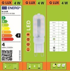 LED spuldzes G.LUX GR-LED-G9-P4.5-4W 3000K MATĒTS - 10 gab. iepakojums цена и информация | Лампочки | 220.lv