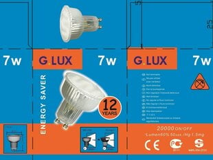 Энергосберегающая лампочка 7W упаковка 10шт G.LUX / DEU 7W GU10 Упаковка цена и информация | Лампочки | 220.lv