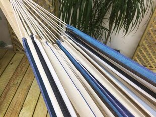 Divvietīgs šūpuļtīkls Sardinia, 150x200 cm, zils/balts cena un informācija | Šūpuļtīkli | 220.lv