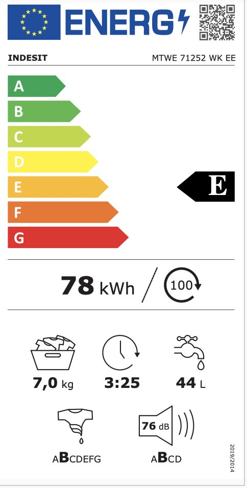 Indesit MTWE 71252 WK EE cena un informācija | Veļas mašīnas | 220.lv