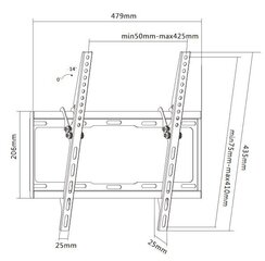 Deltaco ARM-521, Vesa 75x75-400x400, 32"-55" (81-140 см)) цена и информация | Кронштейны и крепления для телевизоров | 220.lv