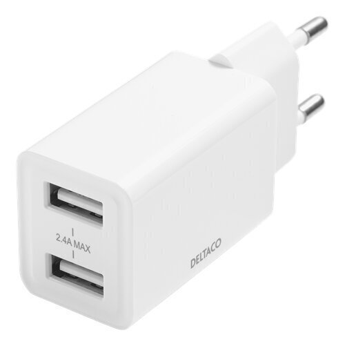 Deltaco USB-AC174, 2x USB-A, 2.4 A цена и информация | Lādētāji un adapteri | 220.lv