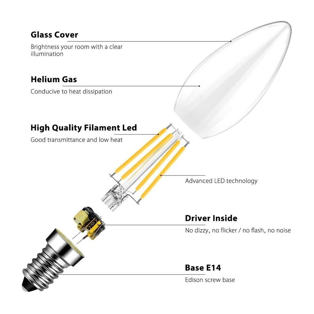 LED spuldzes 10 gab. Filament G.LUX GR-LED-C35-4W 2700K cena un informācija | Spuldzes | 220.lv