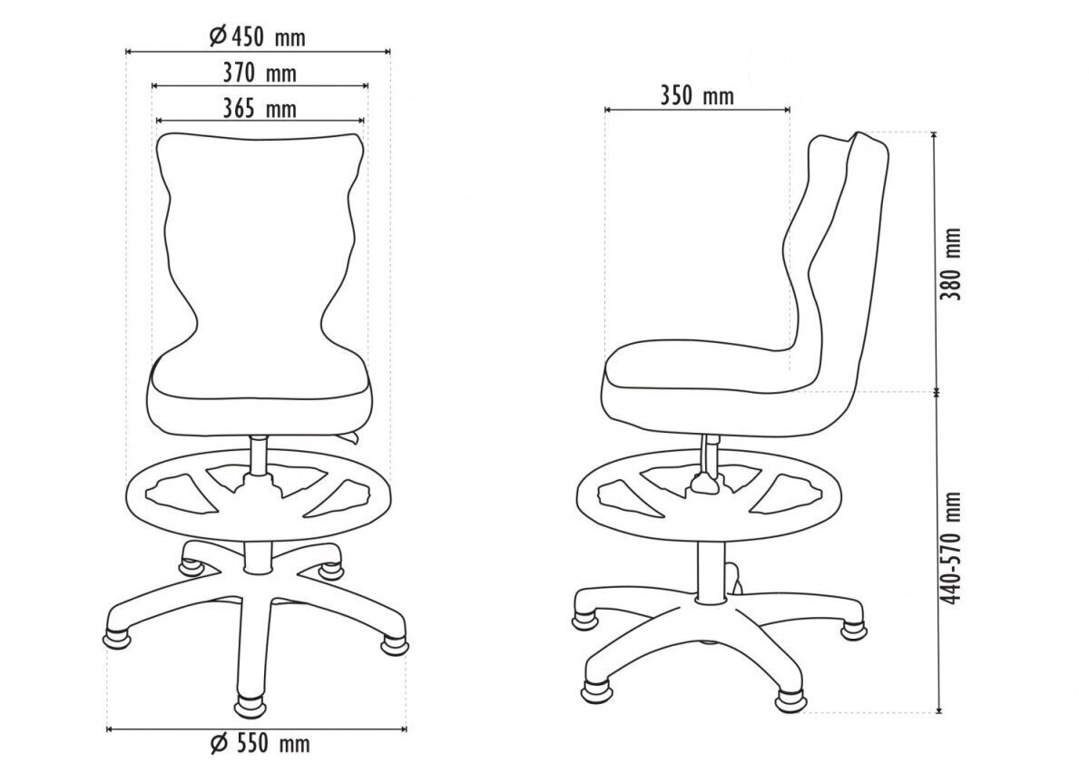 Ergonomisks bērnu krēsls Entelo Petit Black JS03 ar kāju balstu, pelēks cena un informācija | Biroja krēsli | 220.lv