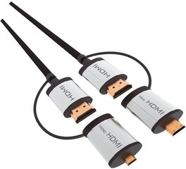 Omega HDMI кабель V.1.4 черный 1,5 м + адаптер miniHDMI и microHDMI цена и информация | Кабели и провода | 220.lv