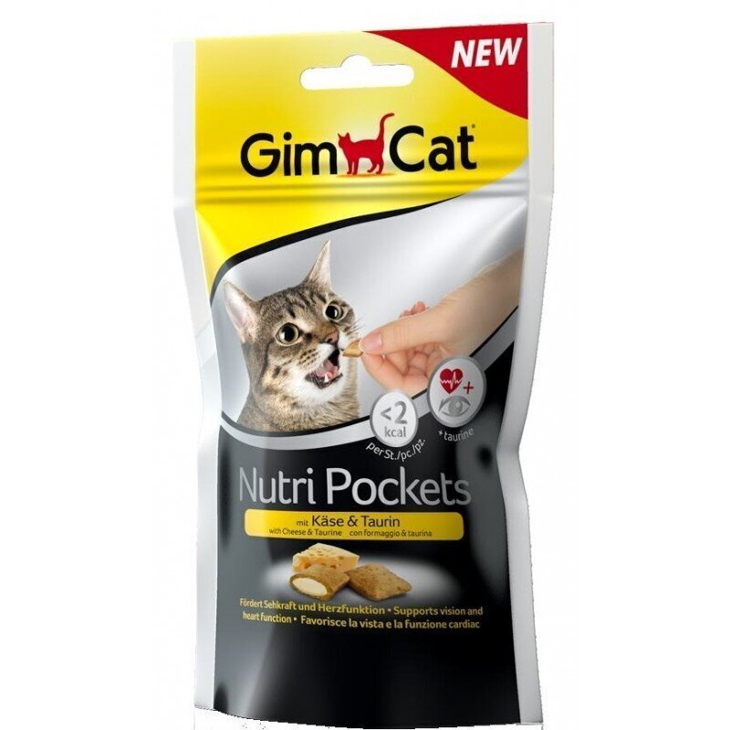GimCat Nutri Pockets with Cheese & Taurine gardums kaķiem ar sieru un taurīnu 60 g cena un informācija | Gardumi kaķiem | 220.lv