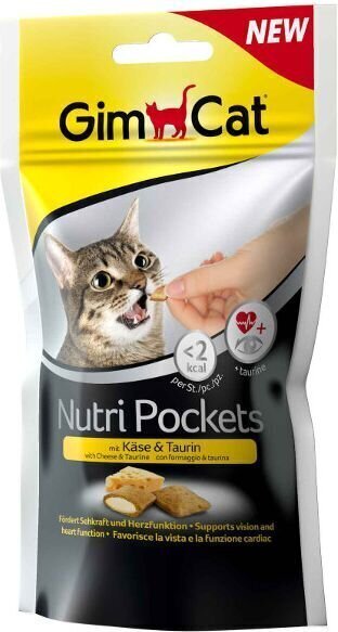 GimCat Nutri Pockets with Cheese & Taurine gardums kaķiem ar sieru un taurīnu 60 g cena un informācija | Gardumi kaķiem | 220.lv